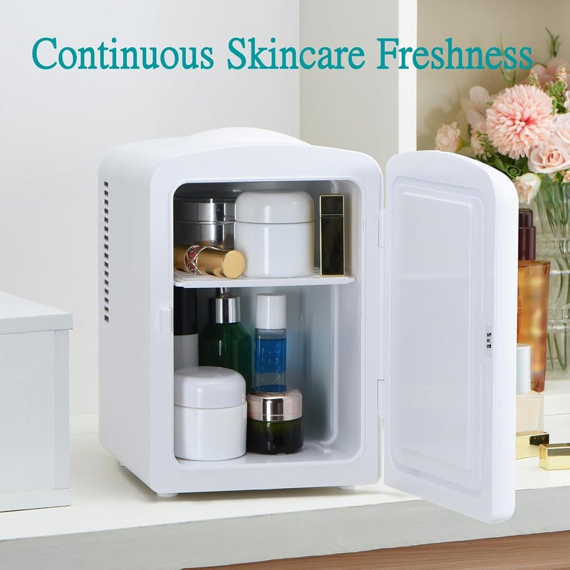 Iceblue Mini Fridge, Retro 4 Liter /6 Cans Tiny Fridge, AC Plug & 12V Car Charger Small Refrigerator, Compact & Portable 4A Cooling Mini Refrigerator for Bedroom, Car, Office, Dorm, Gift (White) - Image 3